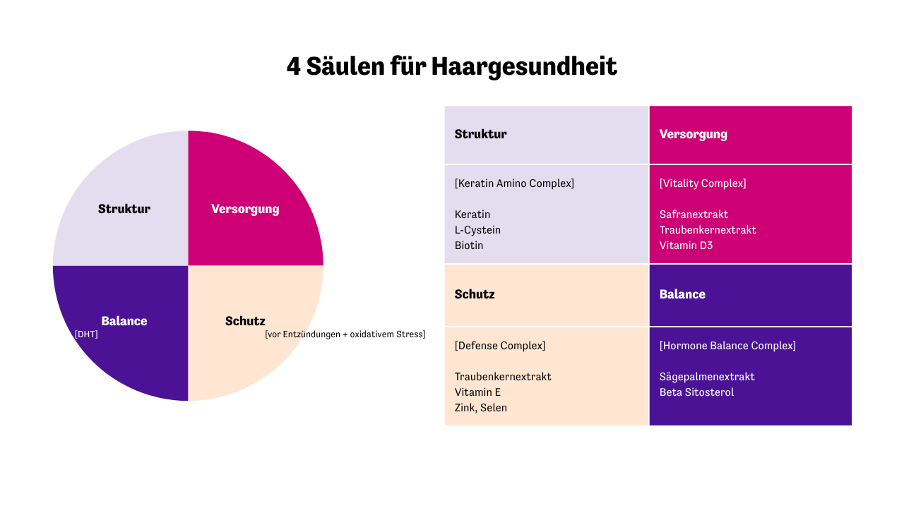 Grafik 4 Saeulen fuer Haargesundheit